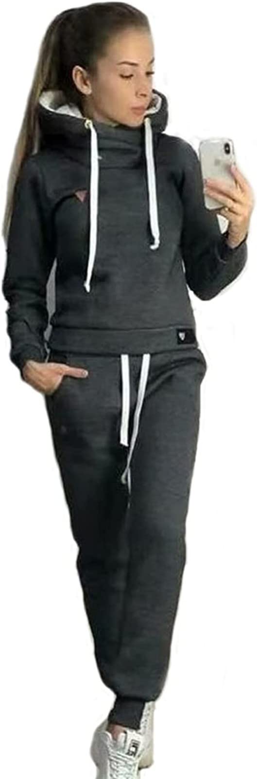 SOOPSORI Women Tracksuits Ladies Sweatshirt Jogger Pants 2 Pieces Long Sleeve Tracksuit Drawstring Pants Outfits Sport Gym Top and Jogger Winter Set