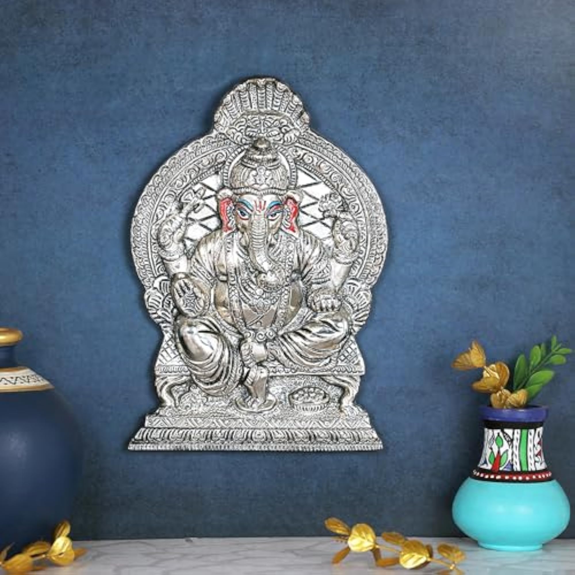 Aluminium Hand Painted Idol Mask for Wall Decor & Gifting