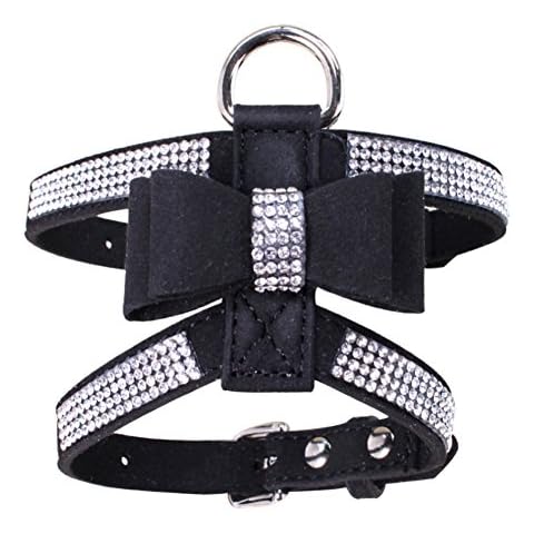 Norbi Fashion Puppy Harness Bling Rhinestone Pet Dog Harness Vest with Bowknot Cover