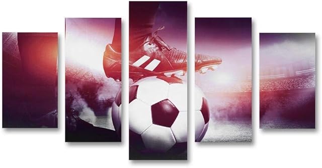 DUOKON Fdit Canvas Wall Painting, Football Shoes Canvas Painting 5 Panels Printed Picture Wall Art Home Office Bedroom DecorNo Frame(S)