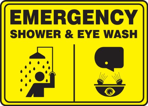 Panneau de sécurité jaune haute visibilité douche d'urgence Accuform