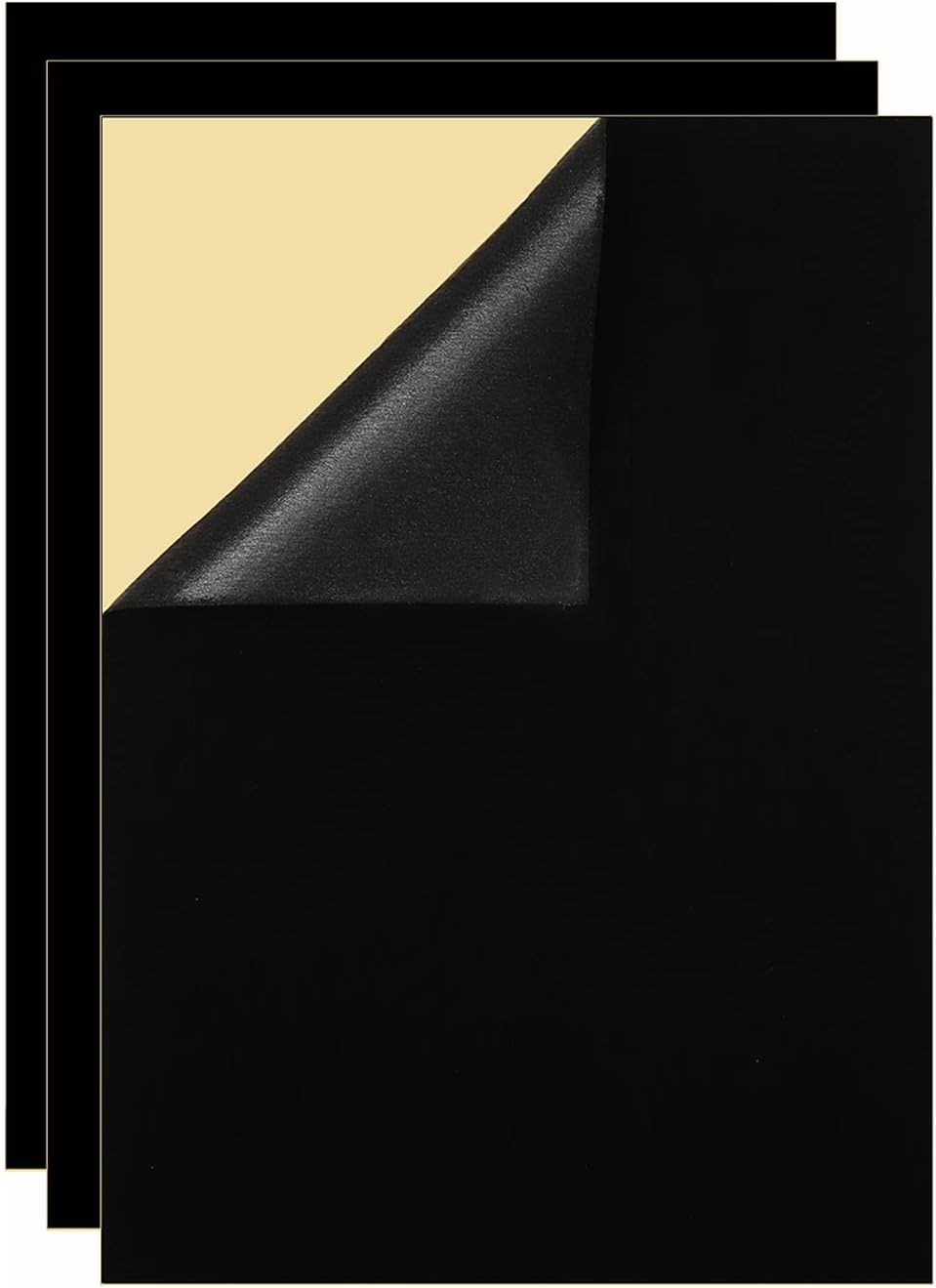 YaoHui 3-Pack Self-Adhesive Felt Sheets, Peel & Stick, A4 Size (8.3" x 11.8", Black)
