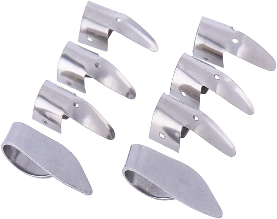 8pcs Guitar Finger Pick Silver Stainless Steel Guitar Parts Thumb Pick for Bass Ukulele Electric Guitar