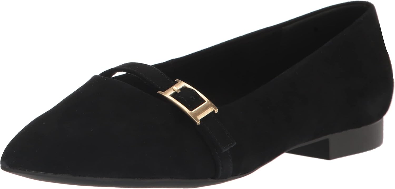 Bella Vita Women's Evanna Ballet Flat, Black Suede Leather, 12 X-Wide