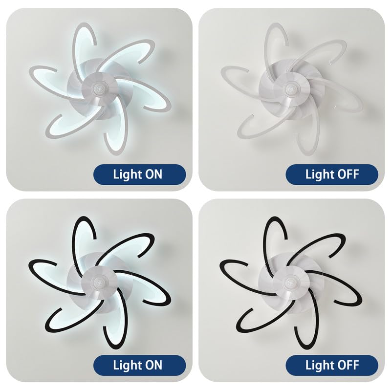 Silenzioso Led Ventilatore Da Soffitto Con Luce, Dimmerabile Lampadario Ventilatore Design Moderno, 6 Velocita Telecomando Timer Plafoniera Con Ventilatore Bambini Soggiorno Camera Da Letto Bianco