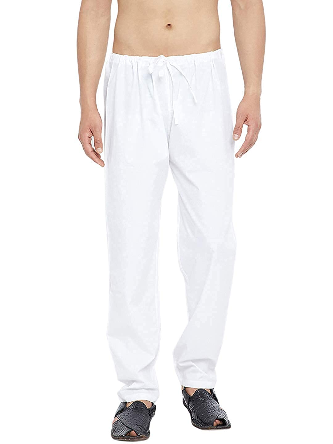 pk mart White Cotton Pyjama Bottom | Men's White Cotton Plain/Saada Pyjama | Loose fit Cotton Pajama for Men | Home Wear Casual Wear-picture-39