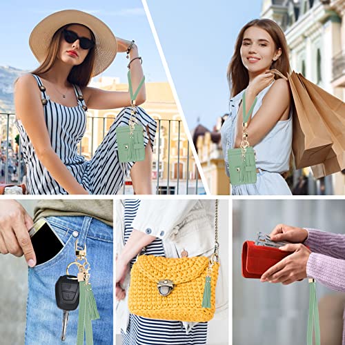 Image of KNGITRYI Small Wristlet Wallets for Women RFID Credit Card Holder Wallet Keychain Wristlet Wallet Credit Card Wallets for Women (Green)