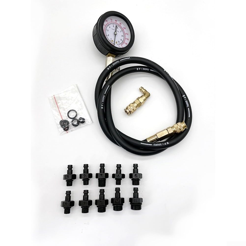 Set di manometro dell'olio per auto, 13 pezzi, tester idraulico in acciaio ad alta resistenza con raccordi per tubi in rame, campo di misurazione 0-140 psi, per diagnosi di auto e camion