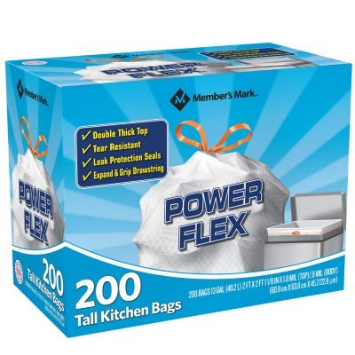 Member's Mark Power Flex Tall Kitchen Simple Fit Drawstring Bags (Original)