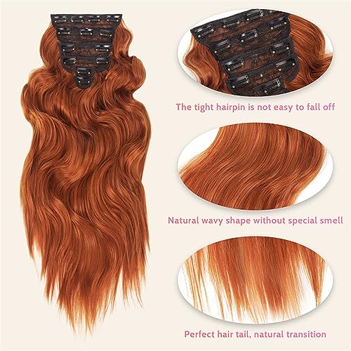 Extensiones de cabello sintético largo ondulado para transformar tu look con clips 4