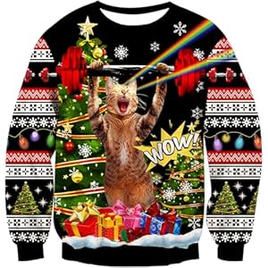 RAISEVERN Ugly Christmas Sweatshirt for Men Funny Xmas Holiday Pullover Sweater