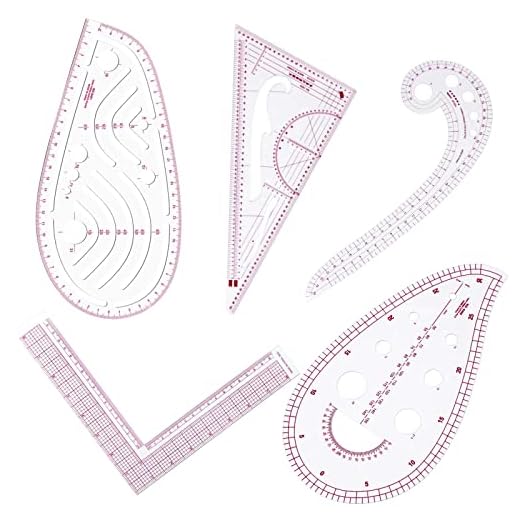 Regla de Costura, Regla de Costura 5 Piezas Regla, Regla para Ropa, Reglas de Costura Patronaje, para Coser Manualidades de Confección, Herramienta de Sastre para Ropa