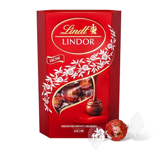 Lindt bombones LINDOR CORNET chocolate con leche, delicioso bombón con interior de chocolate cremoso, 337 g, aproximadamente 26 bombones