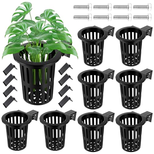 Image of Baderke 8 Pack Aquarium Plant Holder Hanging Aquarium Planter Cup with Extension Hooks for Fish Tank Aquatic Plants Decorations