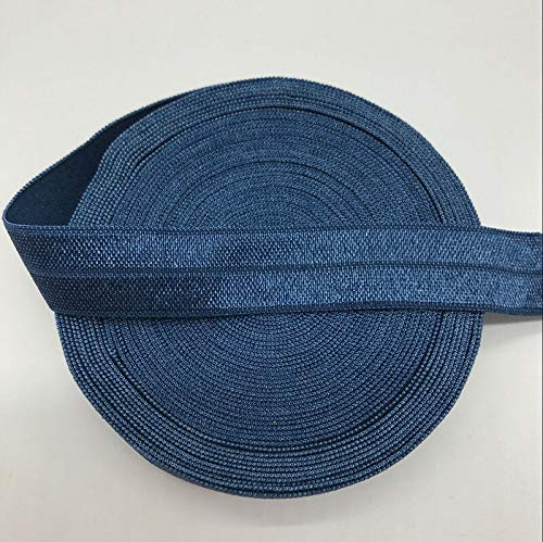 MOPOLIS NEW 5 Yards 5/8" 15 mm Fold Over Elastic Spandex Satin Band Ties Accessorie | Color - Navy Blue