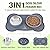 pecute 3-in-1 Slow Eating Dog Bowls with Non Slip Mat - Safe Silicone Interactive Fun Slow Feeders for Dogs - Stainless Steel Bowls Non Spill Mats Tray - Great for Dogs Cats Slow Feeding(M?Grey)
