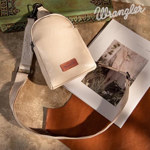 Image of Wrangler Small Sling Bag for Women, Leather Crossbody Bags Cross Body Purse Fanny Packs with Adjustable Strap for Gift