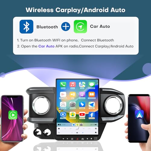 Image of Qualcomm Car Radio for Toyota Tacoma 2016-2023 Stereo Upgrade Wireless CarPlay /Android Auto 8+128G 13.8 Inch Tesla Style 2K Touch Screen with DSP GPS 4G WiFi FM /AM SWC Support Factory Backup Camera