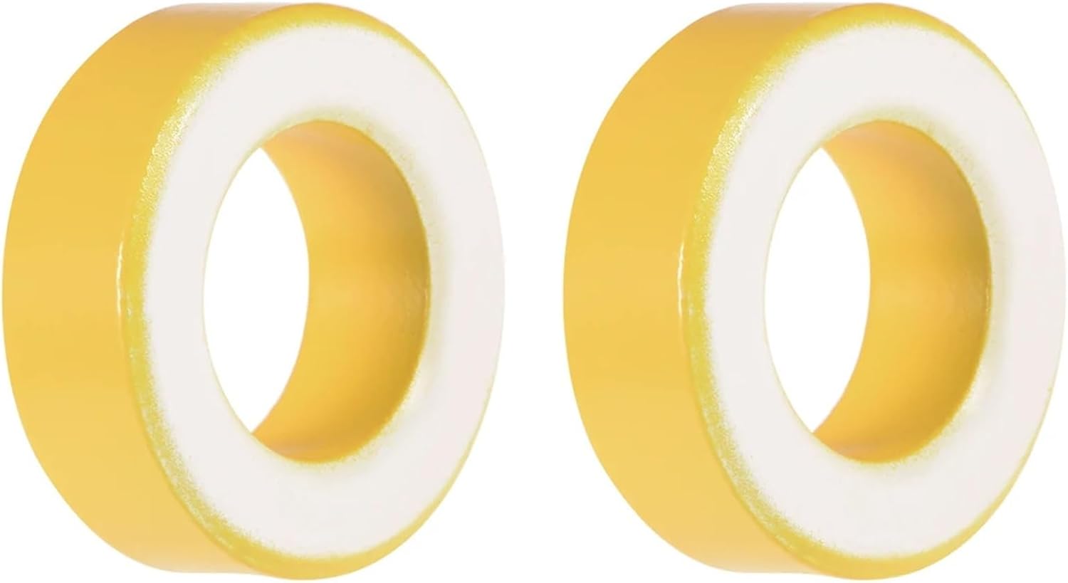 2pcs 19.5 x 33.5 x 11.1mm Ferrite Ring Iron Powder Toroid Cores Yellow White Inductor Ferrite Rings for Power