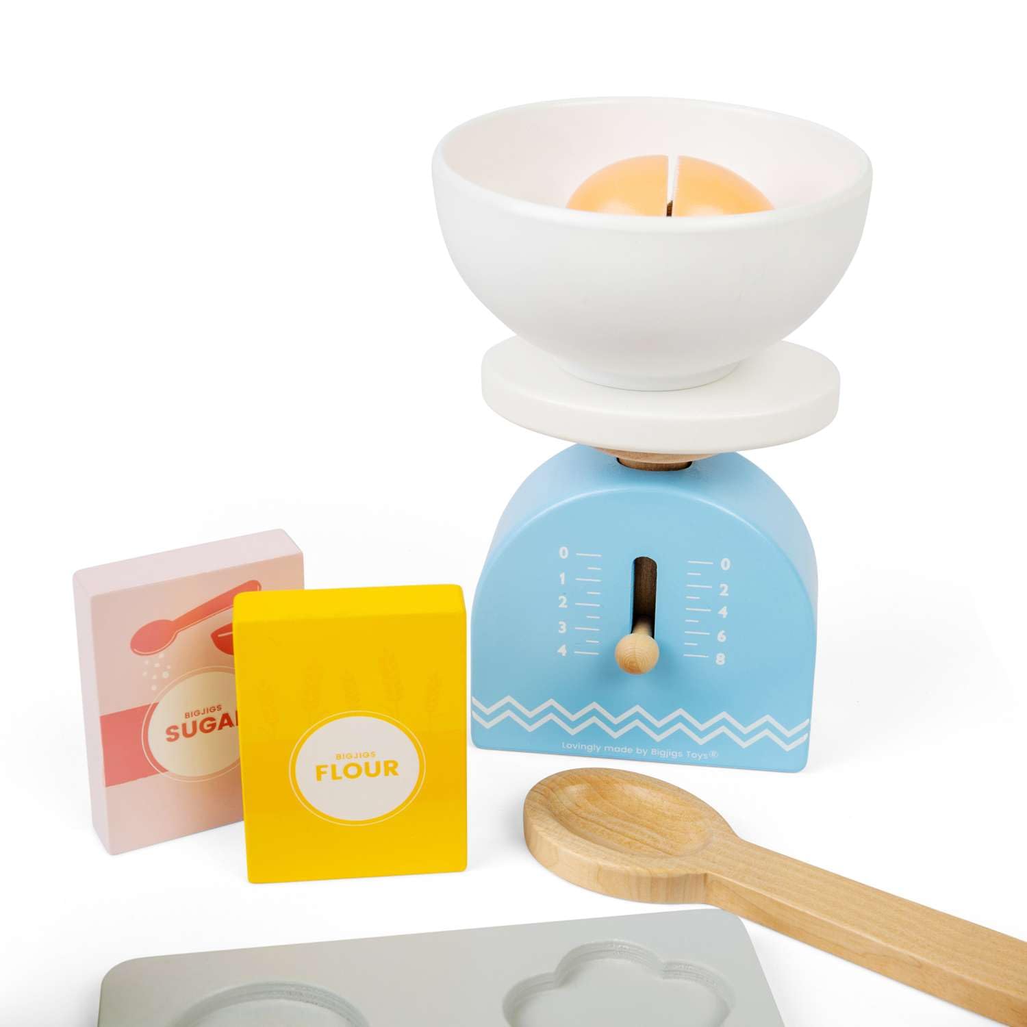 Bigjigs Toys Zestaw ciasteczek do pieczenia – 15 szt. drewniany zestaw do zabawy, akcesoria kuchenne, odgrywanie ról dla dzieci, zrównoważone prezenty i zestawy do zabawy, wiek 18 miesięcy +