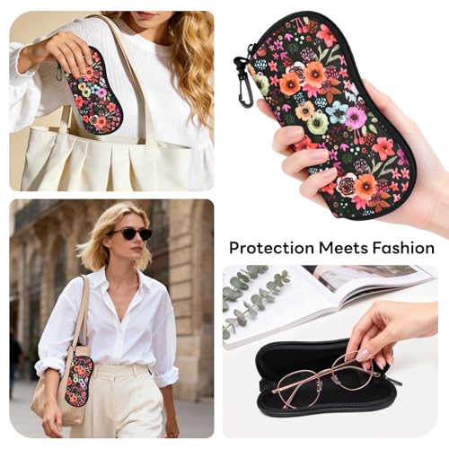 Image of Sunglasses Case with Belt Clip, Ultra Light Neoprene Zipper Soft Padded Glasses Case for Women Men