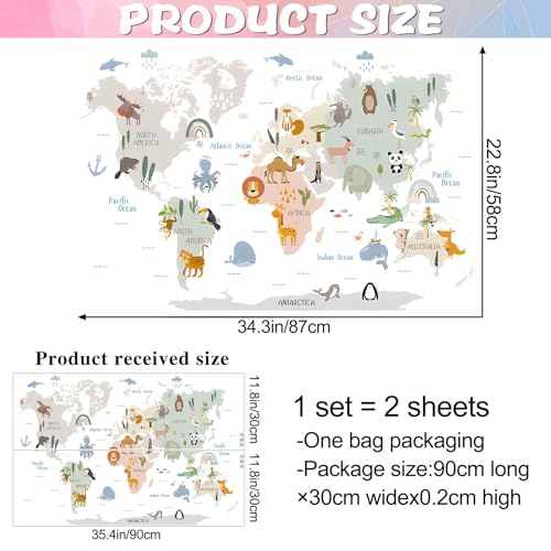 Vinilo Decorativo Mapa Animal Mundo para Pared miniatura 2