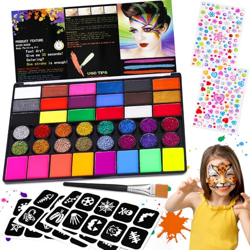 Gigmeta Kinderschminke Set, 42 Farben Waschbar Face Paint Bodypaint...