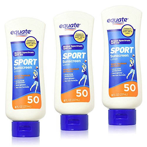 Equate Sport Lotion SPF 50, 8 fl oz - 3 Pack