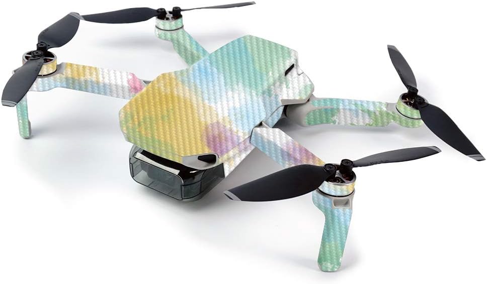 MightySkins Carbon Fiber Skin for DJI Mavic Mini Portable Drone Quadcopter Carbon Fiber Skin - Watercolor White | Protective, Durable Textured Carbon Fiber Finish | Made in The USA