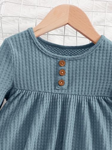 Image of Floerns Girl's long sleeve rib knit peplum tee top with pants set 2 piece outfit
