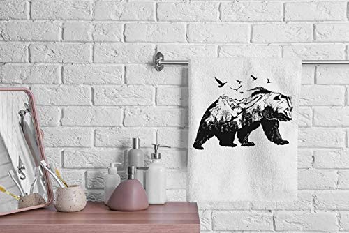 Ofloral Bear Hand Towels Cotton Washcloths,Abstract Wildlife Animal Birds Mountains Art Print Soft Towels For Bathroom/Kitchen/Yoga/Golf/Hair/Face Towel For Men/Women/Girl/Boys 15X30 Inch #TOP2