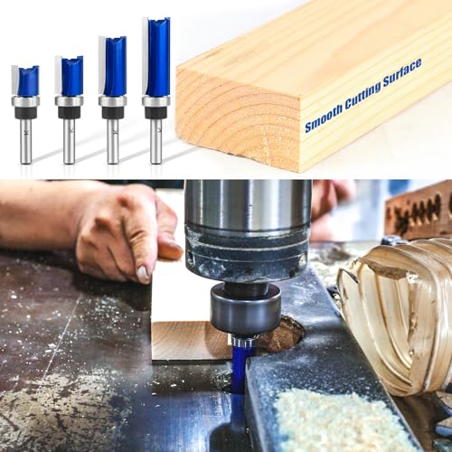 NICAVKIT 4 Stück Bündigfräser 8 mm Schaft,Arbeitslänge 20/25/38/50 mm Kopierfräser,Kanten Kopierfräser mit Kugellager Bündigfräser Set Holz Fräser Router Bit
