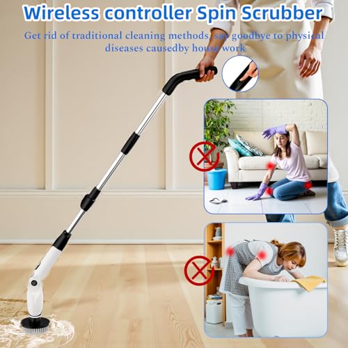 Image of Electric Cleaning Brush, Electric Cleaning Brush with 4 Adjustable Angles, 7 Brush Heads, 3 Adjustable Lengths, 90 Min. Autonomy, 2 Speed Modes, for Bathroom, Floor, Car