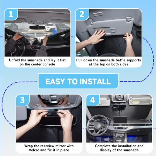 Image of Custom Fit Windshield Sun Shade for VW ID.4 2021-2026 | Blocks UV Rays and Sun Heat, Helps Reduce Interior Temperature, Protects Dashboard from Fading, Folds Easily for Storage