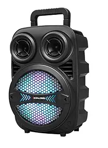 TradeZ CAX 400 TWS 40 watts Karaoke Bluetooth Party Speaker with Wireless Mic/8 inch(20.32cm) Mono Driver/USB/FM/AUX and TF/LED/Extra Mic lights/3200 Mah Battery/Back Control Panel - (Black)