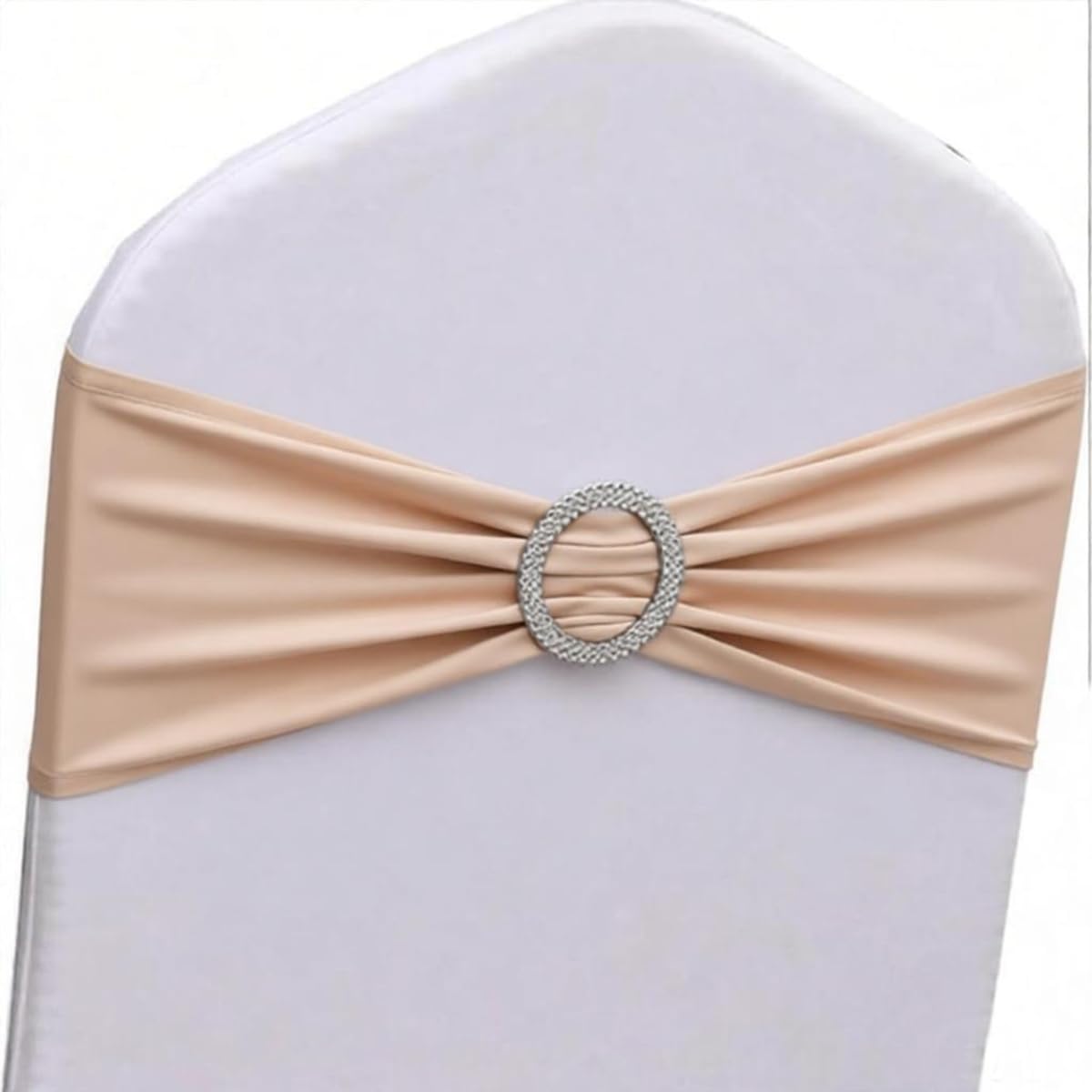 100 Pack Nude Spandex Chair Sashes, Khaki Chair Bands for Wedding Decor