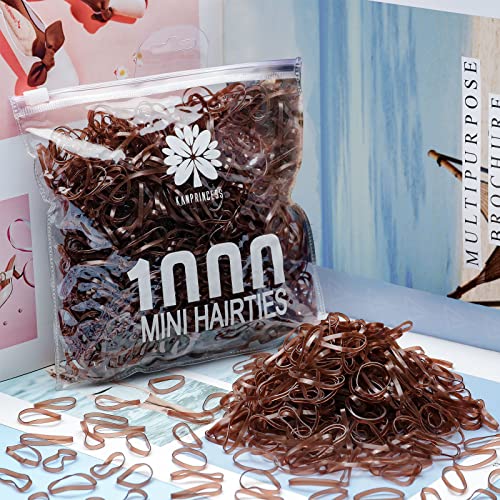Kanprincess 1000Pcs Brown Mini Elastic Rubber Bands,Soft Small Hair Ties Bands For Kids Toddlers Girls,Elastic Hair Ties For Hair Styling Braids Ponytails Hair Accessories,No Damage Baby Hair Ties Small Tiny Bands Stretch Elastics (Brown) #TOP6