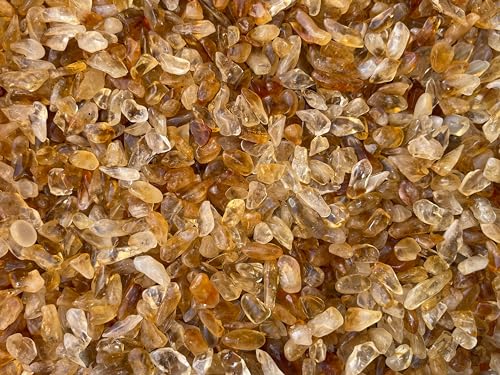 Image of GAF TREASURES 2 oz Lot Natural Citrine Semi Tumbled Gemstone Chips, Crushed Mini Crystals, Undrilled Crystal Chips (Citrine-Dark)