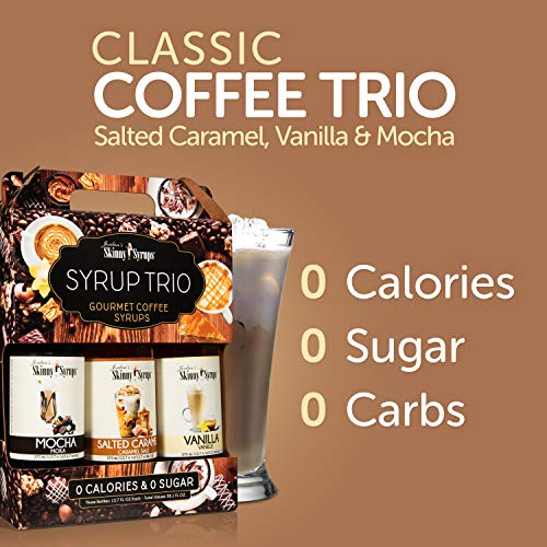 Jordan's Skinny Mixes Classic Coffee Syrup Trio Sugar Free 3 Pack Salted Caramel, Vanilla, Mocha (3) 12.7 oz Bottles