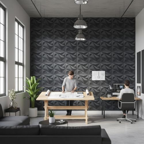 Image of Kayra Decor Wall Panels for Bedroom Alps Design, Grey Pine Wood Color 19.7 inch x 19.7 inch (Pack of 18) - Covers 48.51 Sq. Ft.