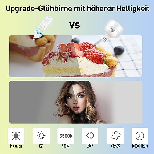 FGen Softbox Fotostudio Set, 135W 5500K Achteckiges Fotolicht Fotolampe, 70cm Beleuchtung für Fotostudios mit E27 Sockel und 2M Verstellbare Lichtstative für Studio-Porträts, Produktfotografie