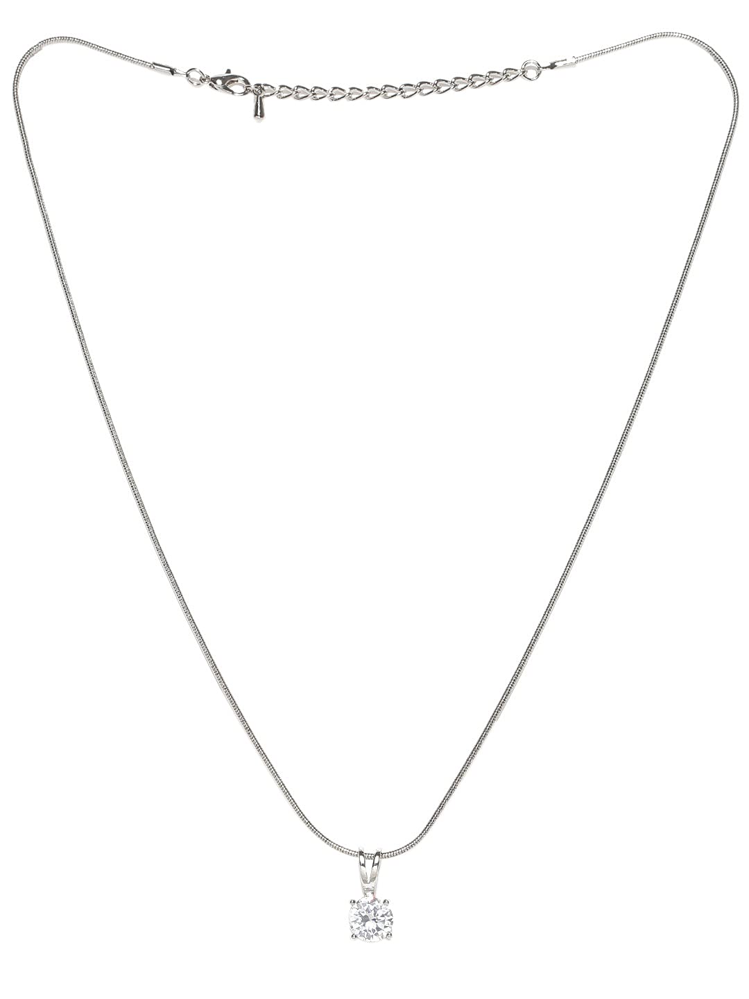 oomph Jewellery Silver Tone Round Cubic Zirconia Office-Wear Fashion Pendant Necklace For Women & Girls Stylish Latest (NPSN10_Z3)- For Women & Girls Stylish Latest-picture-11