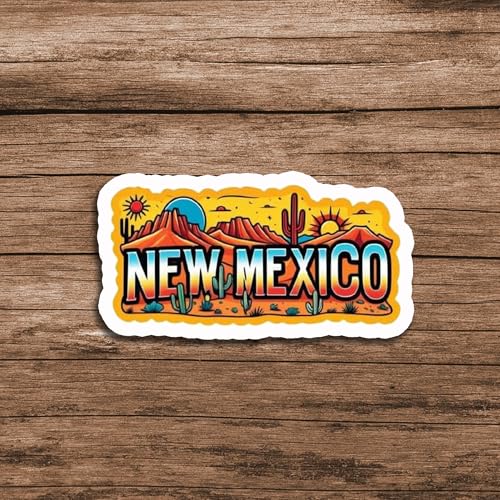 Image of New Mexico State Sticker 5 Inch Waterproof Vinyl Decal USA State Graphic Sticker for Laptop Water Bottle Car Window Bumper Truck Travel Souvenir Durable
