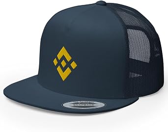 BNB Binance Logo Trucker Hat Flat Bill High Crown Adjustable Crypto Cap