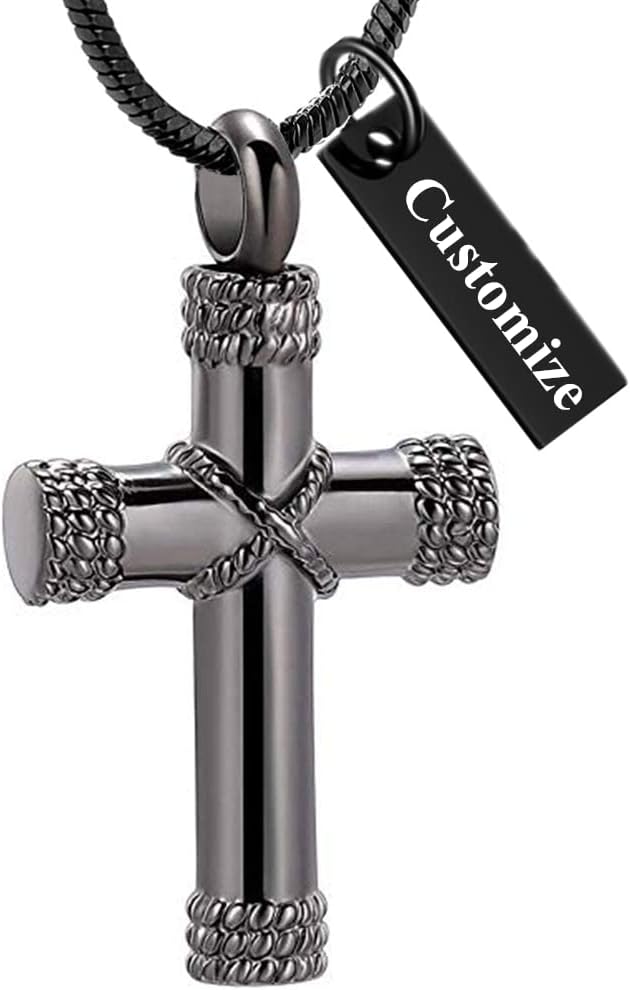 shajwo Cremation Jewelry Cross Urn Necklaces for Ashes for Women Men Urn Pendant Memorial Keepsake Ash Holder