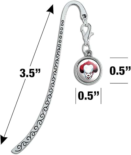 Miniatura 4 de IT Pennywise Come Home - Marcador de páginas de metal con dije, Cromado