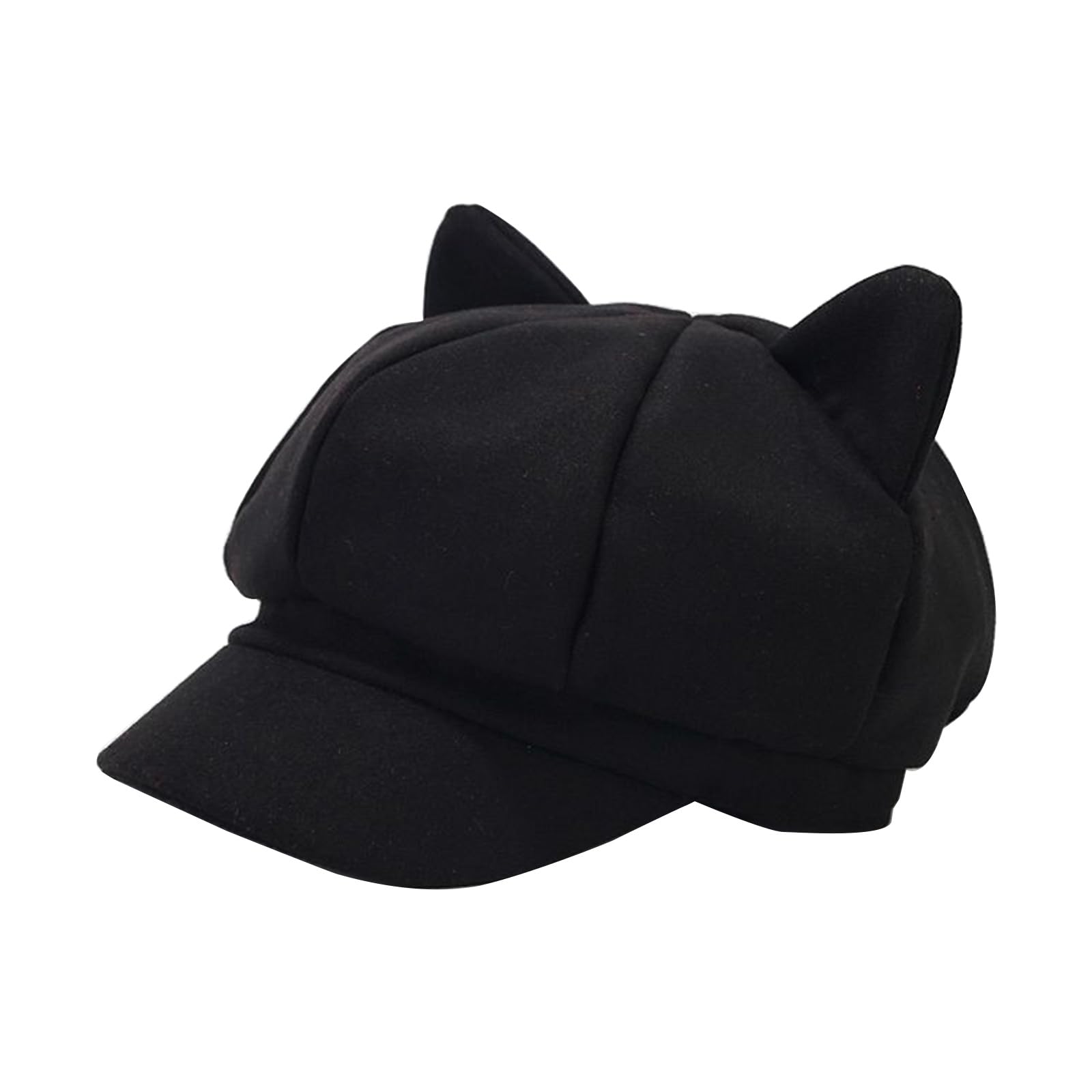 Luofeng Women's Black Party Hat,Newsboys Beret Hat For Breathable Woolen Cabbie Hat Y2k Cool Girl Cat Ear Octagonal Cap Subculture Headwear