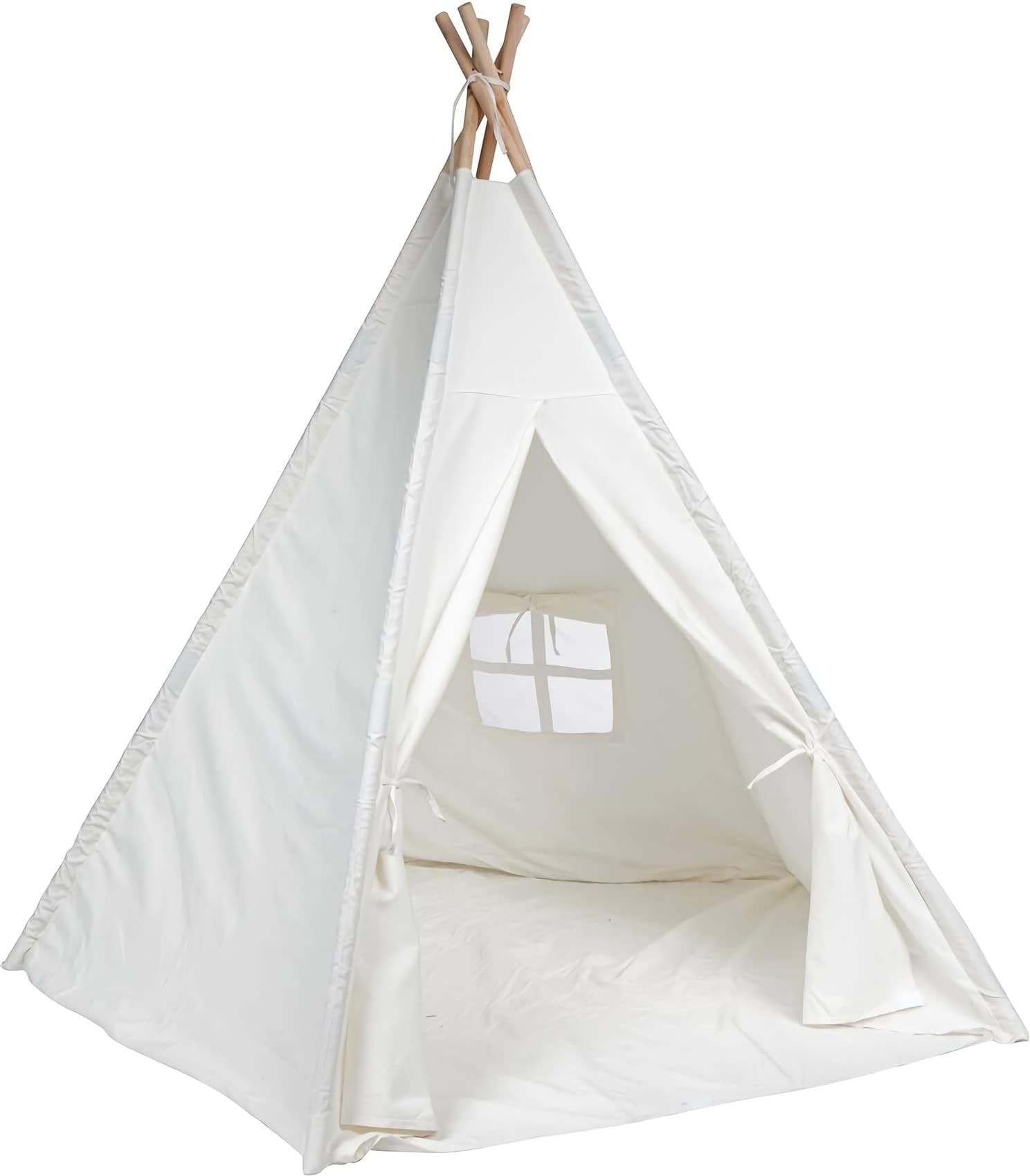 N\B Kid's Cotton Canvas Play Tent with Carrying Bag for Indoor & Outdoor Playing (White)