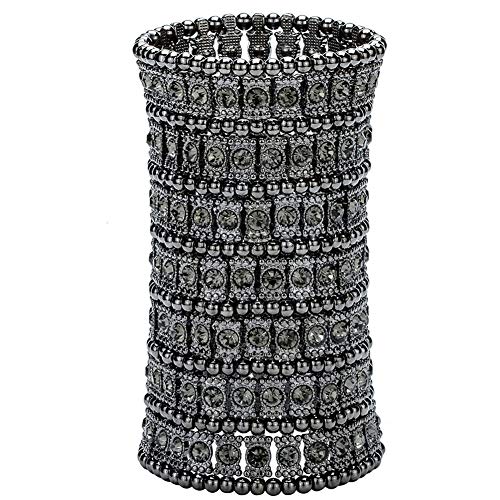Yacq Stretch Bracelets For Women Fit Wrist Circumference 7 To 7.8 Inch, Multilayer Wide Thick Rhinestone Cuff Bracelets Hypoallergenic Jewelry #TOP13