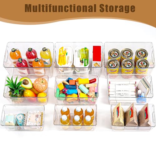 Image of Freebat 12 Pack Organizers and Storage, Pantry Organization and Storage Bins, Cabinet Organizer, Clear Plastic Storage Containers with Handle,Acrylic Storage Bins (4 Small&4 Middle&4 Large